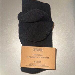 PINK Victoria's Secret Black Crew Socks